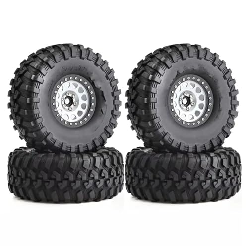 Kompatibel Mit Axial Für SCX10 Für Wraith RR10 Für Capra Für Traxxas 1/10 RC Crawler Auto 135 Mm Metall 2,2 Zoll Beadlock-Felge Reifen-Set RC Auto Reifen(Silver) von JYYTERD