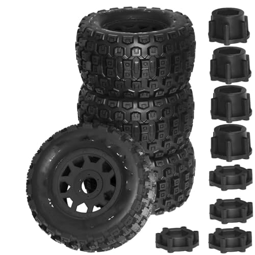 Kompatibel Mit Sledge Für ARRMA Für KRATON Für Outcast Für Tamiya 1/7 1/8 RC Auto Für Monster Stunt Truck 175 Mm Reifen 17 Mm Radsechskant 4 Stück RC Auto Reifen(Black) von JYYTERD