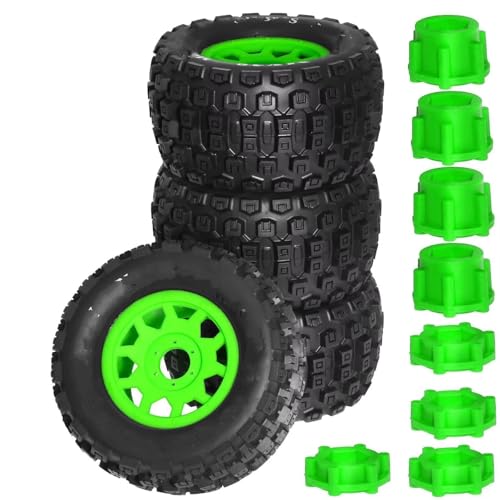 Kompatibel Mit Sledge Für ARRMA Für KRATON Für Outcast Für Tamiya 1/7 1/8 RC Auto Für Monster Stunt Truck 175 Mm Reifen 17 Mm Radsechskant 4 Stück RC Auto Reifen(Green) von JYYTERD