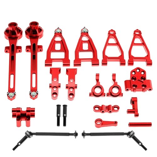 RC Auto Zubehör Für Tamiya Für BBX BB01 BB-01 1/10 RC Auto Upgrade Teile Metall Kit Vorderen Und Hinteren Arm Aufrecht Stoßdämpfer Turm Antriebswelle Set RC Ersatzteile(Red) von JYYTERD