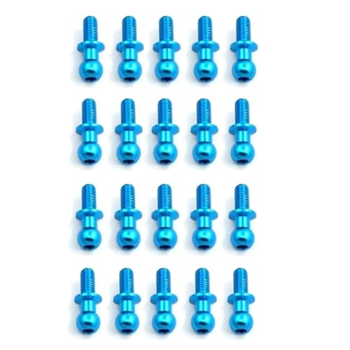 RC Auto Zubehör Für Tamiya Für TT-01 TT-02 Für Sakura D4 D5 1/10 RC Drift Auto Ersatzteile Für Universal 20Pcs Metall M3 Hex Ball Kopf Schrauben RC Upgrade Teile(Blue) von JYYTERD