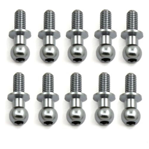 RC Auto Zubehör Für Tamiya Für TT01 TT02 Für Sakura D5 1/10 RC Drift Auto Ersatzteile Für Universal 10Pcs M3 Metall Hex Ball Kopf Schrauben RC Auto Zubehör(Silver) von JYYTERD