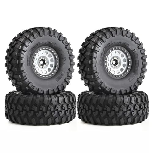 RC Teile Für Axial SCX10 Für Wraith RR10 Für Capra Für Für traxxas Für TRX4 YK4082 YK4083 1/10 2,2 "Beadlock Felge Reifen Set RC Crawler Auto Teile 135mm(Silver) von JYYTERD