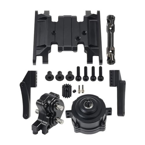 RC Teile Für SCX10 II 90046 1/10 RC Crawler Für Chassis Front Mount Planeten Übertragung Transfer Fall Skid Platte Antriebswelle Getriebe Set(Black) von JYYTERD