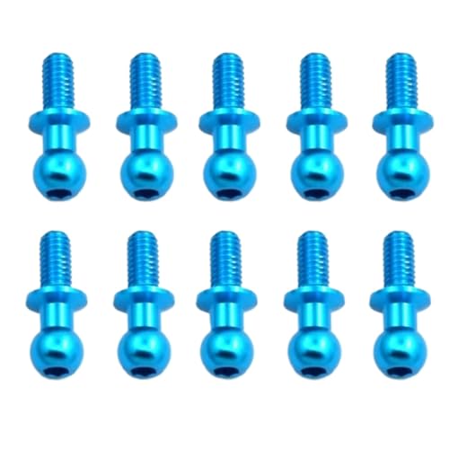 RC Teile Für Tamiya Für TT01 Für TT02 Für Sakura D5 1/10 RC Drift Auto Ersatzteile Für Universal 10Pcs M3 Metall Hex Ball Kopf Schrauben(Blue) von JYYTERD