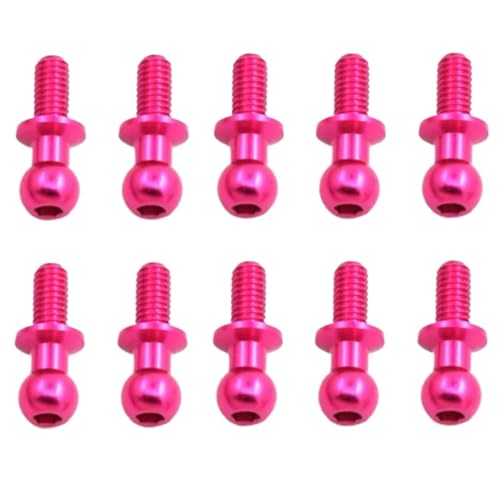 RC Teile Für Tamiya Für TT01 Für TT02 Für Sakura D5 1/10 RC Drift Auto Ersatzteile Für Universal 10Pcs M3 Metall Hex Ball Kopf Schrauben(Pink) von JYYTERD