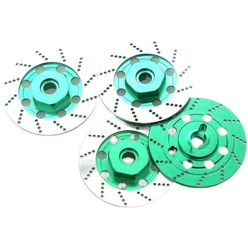 RC Teile Für Tamiya TT01 TT02 Für HPI Für HSP 94123 Für Sakura D4 1/10 Metallbremsscheibe Rad Hex Hub Adapter Pin 12mm RC On Road Für Racing Autoteile(Green) von JYYTERD