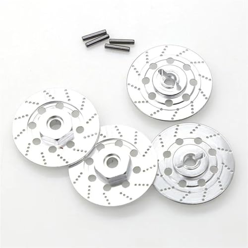 RC Teile Für Tamiya TT01 TT02 Für HPI Für HSP 94123 Für Sakura D4 1/10 Metallbremsscheibe Rad Hex Hub Adapter Pin 12mm RC On Road Für Racing Autoteile(Silver) von JYYTERD