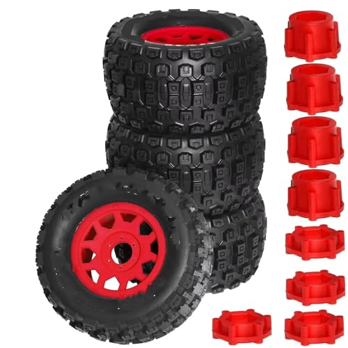 RC Teile Kompatibel Mit Sledge Für ARRMA Für KRATON Für Outcast Für Tamiya RC-Auto 4 Stück 175 Mm 1/7 1/8 Für Monster Stunt Truck Reifen 17 Mm Radsechskant(Red) von JYYTERD