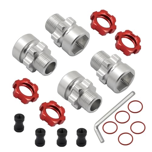 RC-Zubehör Für Für traxxas 1/10 Für Slash 2WD 4X4 Für Rustler Für Stampede 2WD 4X4 RC Auto Upgrade Teile Metall 12mm Bis 17mm Splined Rad Hex Hub Adapter(Red) von JYYTERD