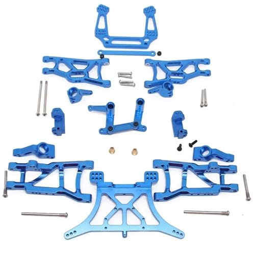 Rc Car Zubehör Kompatibel Mit Für traxxas Für Slash 2WD Für VXL 1/10 RC Auto Ersatzzubehör Metallteile-Kit Aufhängungsarm Stoßdämpferturm Lenkblock(Blue) von JYYTERD