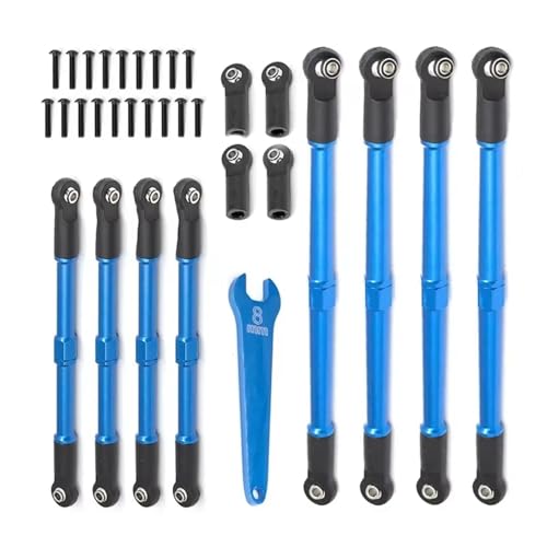 Rc Car Zubehör Kompatibel Mit Für traxxas Für Summit Für Revo 3,3 1/10 RC Auto Teile Zubehör D251 8 Stücke Metall Push Rod Toe Links Spannschloss 5319X 5338R(Blue) von JYYTERD