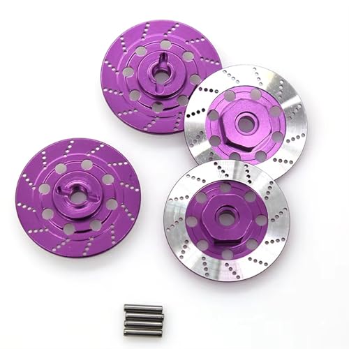 Rc Car Zubehör Kompatibel Mit Tamiya Für TT01 Für TT02 94123 Für Sakura D4 1/10 RC On Road Für Rennwagen Metall 12 Mm Rad-Sechskant-Nabenadapter Bremsscheibe(Purple) von JYYTERD