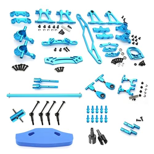 Rc Car Zubehör Kompatibel Mit Tamiya Für TT02 1/10 RC Car Upgrade Teile RC Car Metall Modifikation Zubehör Kit Aufhängungsarme Lenkungsset(Blue) von JYYTERD