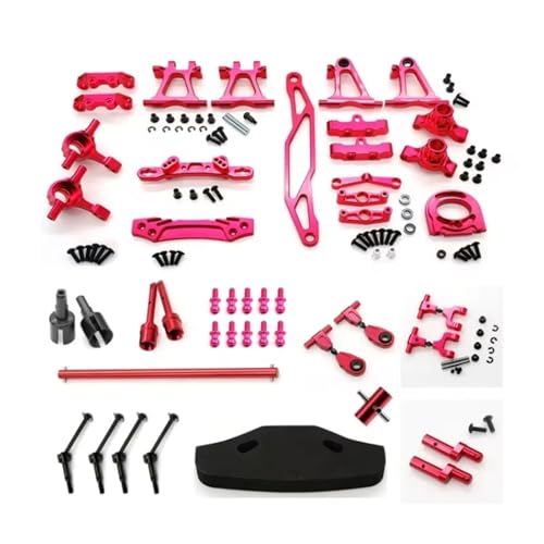 Rc Car Zubehör Kompatibel Mit Tamiya Für TT02 1/10 RC Car Upgrade Teile RC Car Metall Modifikation Zubehör Kit Aufhängungsarme Lenkungsset(Red) von JYYTERD