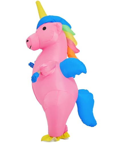 JYZCOS Geflügeltes Einhorn Aufblasbares Kostüm Erwachsene Größe für Halloween (Rosa) von JYZCOS