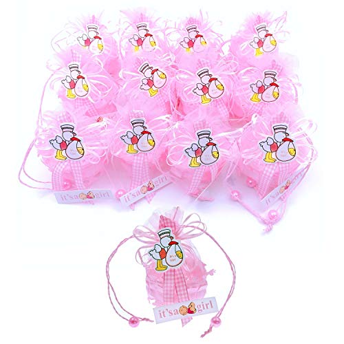 JZK 12 x "It's a Girl" Rosa Geschenkbox Gastgeschenk Süßigkeiten Schachtel für Baby Mädchen Geburtstag Taufe Neugeborenen Babyparty Baby Shower Kinder Party von JZK