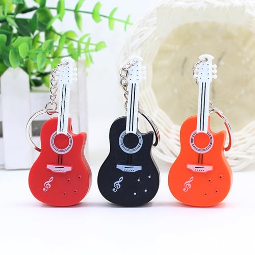 JZK 3x Mini Gitarren Schlüsselanhänger Akustikgitarre und LED-Licht und -Ton für Musik-Partygeschenke, Werbegeschenke Partytütenfüller für Gitarrenmotiv Geburtstagspartys, Musikfestival Gadget von JZK