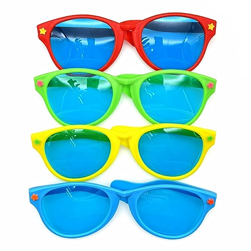 JZK 4x Jumbo Sonnenbrille für Party Oversize Brille für Fasching Riesige Spielzeug Sonnenbrille für Fotokabine, Extra große Scherzsonnenbrille für Party Kostüm Große Party Sonnenbrille für Erwachsene von JZK