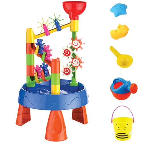 32 PCS/Set Wassertabelle für Kleinkinder 1-3, Kinder Wassertisch Wassertisch Sommer gerundeter lebendiger Sand- und Wassertisch mit Wasserrad und Sand Trichter Sensory Beach Sandbox Toy Gift für Jung von JZLEJC