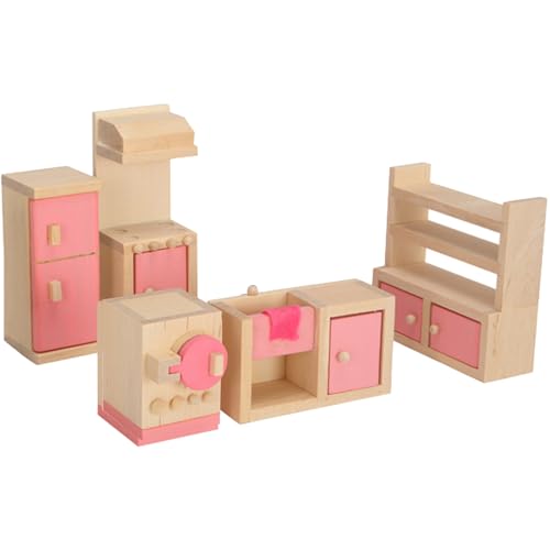 Dollhouse Möbel Set Holzpuppenhausmöbel Set Simulation Miniaturpuppenhaus Küche Set tun Spiele Dollhouse Accessoires für Jungen Mädchen Geschenk von JZLEJC