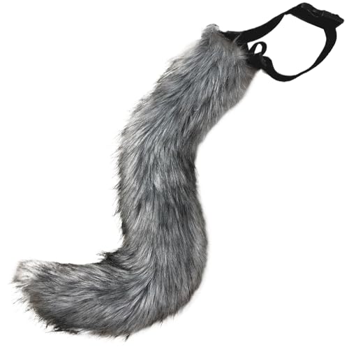 JZLEJC Fox Tail künstlich 20-Zoll-pelziger Schwanz mit verstellbarem Taillengürtel eingebauter Rahmen dekorativen Therian-Schwanz für Cosplay von JZLEJC