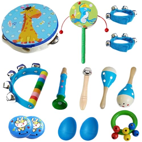 JZLEJC Kleinkind -Musikinstrumente, 13PCS Kids Musical Instruments Set hölzerne Kleinkind -Musikinstrumente umfassen Xylophon, Schlagzeug, Maracas, Baby -Musikinstrumente für Kinder, Musikinstrumente von JZLEJC