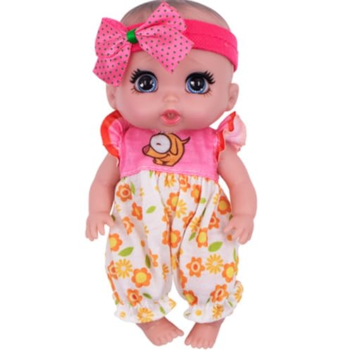 JZLEJC Mini -Babypuppen mit großen Augen 6 realistische Babypuppen mit Kleidung und Bogenstirnbandgelenk beweglicher PVC winzige Babypuppe, Geschenke für Mädchen von JZLEJC