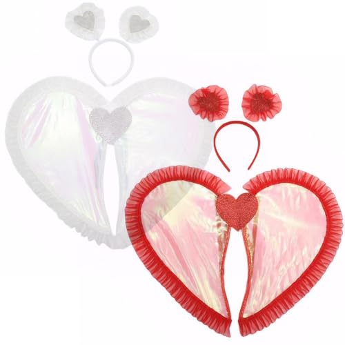 JZLEJC Partyzubehör, Cupid -Kostüm Frauen 2pcs/Set Romantic Cupid Kostüm umfassen Cupid Wing & Head Band Cupid Cosplay Kostüm für Frauen Valentinstag Masquerade Geburtstagsfeier, Weiß von JZLEJC