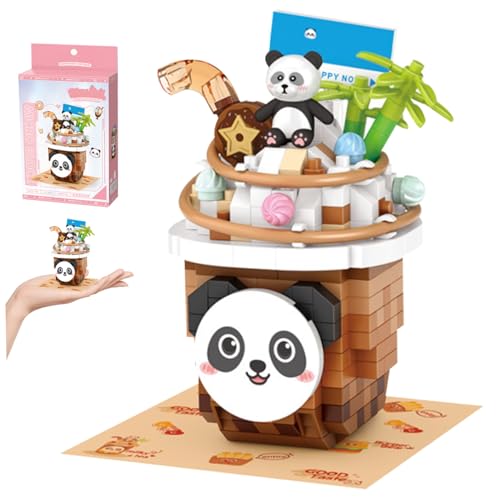 JZLEJC Plushies Mini -Bausteine ​​umfassen 380pcs Schnee Top Milk Tee Panda Toy Plastik niedlich gefüllte Tierbaustein Sets für Erwachsene & Kinder von JZLEJC