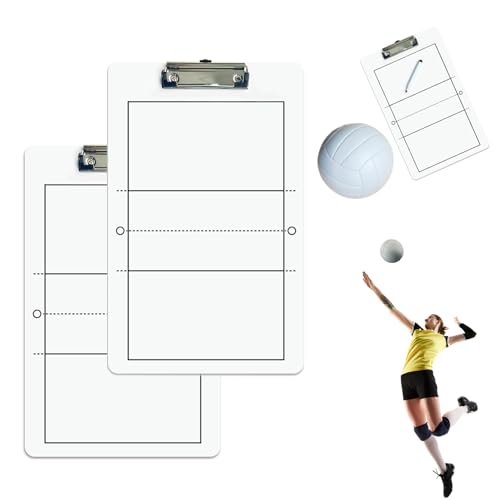 JZLEJC Sportartikel, Volleyball-Zwischenablage für Trainer 2PCS doppelseitiger Volleyball-Zwischenablage Trockener Erase 14 x 9 Zoll PVC Coaching-Zwischenablage für Spiele, Strategie, Aufstellung von JZLEJC