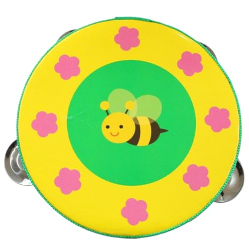 JZLEJC Tamburin für Kinder tragbare hölzerne Kinder Tambourine Bienen gedruckt mit Metalljingles leicht zu Spielen pädagogische Baby Tamburin mit klarem Klang, Tamburin für Kinder, Baby Tamburin von JZLEJC