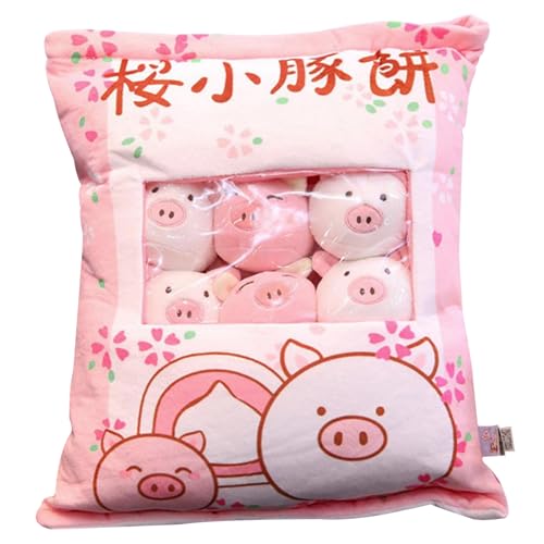 Kawaii Plüsch, niedliche Plüsch -Snack -Spielzeug, Schwein Kissen Pudding Plüsch mit 8 abnehmbaren Plüsch -Stofftierspielzeug für Jungen Mädchen von JZLEJC