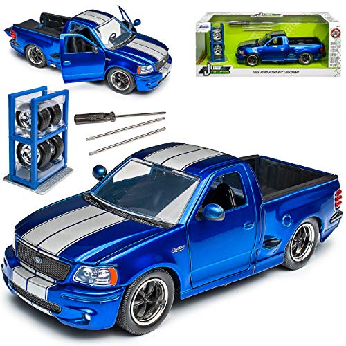 Ford F*150 SVT Pick Up Blau mit Silber Streifen und extra Felgen 1996-2004 10. Generation 1/24 Jada Modell Auto von Ja-da