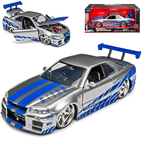 Nisan Skyline GT-R R34 Silber Brian´s Paul Walker The Fast and The Furious 1/24 Jada Modell Auto von Ja-da