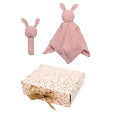 JaBaDaBaDo Geschenkset Schmusetuch, Rassel Bunny, Pink von JaBaDaBaDo