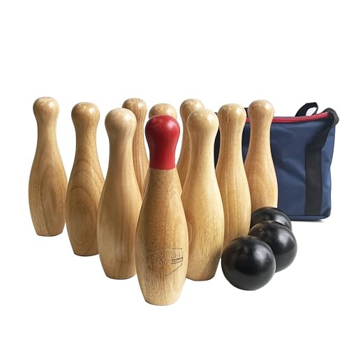 Jac & Mok Bowling Set aus Holz, Kegelspiele, Werfen Spiel Outdoor von Jac & Mok