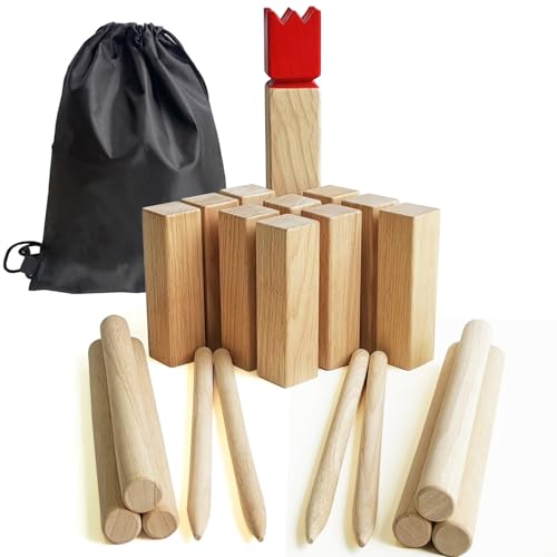 Jac & Mok Kubb Game Set - Hardwood Viking Games -KUBB Throwing Outdoor Games (Kubb Red, 5 x 5 x 30cm -King) von Jac & Mok