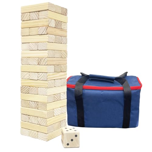 JacJoe All Pro Holz-Trommelturm-Spiel, Toppling-Block, Stapelspiel, Holz, Outdoor-Hof-Spiele für Familie, groß - 4,5 m von JacJoe All Pro