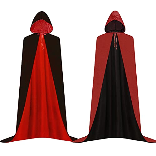 Jackcell Vampir Umhang, Vampir Cape, Vampir Kostüme, Kapuzenumhang Schwarz Rot Doppelseitig Mit Erwachsener Für Halloween Kostüm (Medium-120CM Kinder) von Jackcell