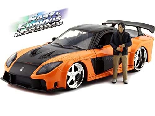 Jada Toys & Furious Han 1995 Mazda RX7 1:24, Spielzeugauto, Rennauto, bekannt aus der gleichnamigen Filmreihe 253205002 Schwarz, Orange von Jada Toys