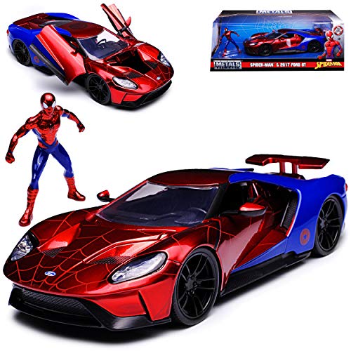 Ford GT Spiderman Marvel Avengers Rot Ab 2017 1/24 Jada Modell Auto mit individiuellem Wunschkennzeichen von Jada Toys