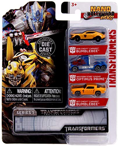 Jada 253111000 Toys Transformers 3er Set, Nano Spielzeugautos, Bumblebee, Optimus Prime, Freilauf, 4 cm, ab 3 Jahren, Mehrfarbig von Jada Toys