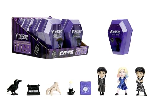 Jada Toys Wednesday Figur (1 Stück in der Mystery Box) - 1 von 3 Sammelfiguren aus Metall (Wednesday Addams oder Enid) mit Zubehör - für Fans und Sammler ab 8 Jahre, Auswahl per Zufallslos, 6,5cm von Jada Toys