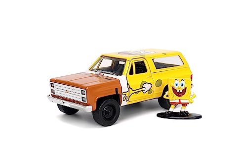 Jada JA31798 1:32 HWR-1980 Chevy K5 Blazer mit Spongebob Figur Sponge Bob Sammlerstück Miniaturauto, Gelb, One Size von Jada Toys