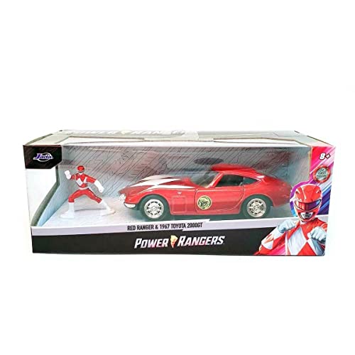 Jada JA33074 1:32 HWR-1967 Toyota 2000GT mit roter Figur Power Rangers Sammlerstück Miniatur Auto, One Size von Jada Toys