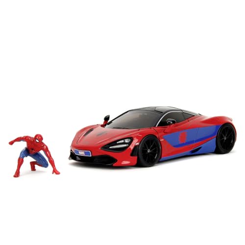 Jada Toys Marvel Auto McLaren 720S (19 cm) mit Spider-Man Figur (5 cm) - Modellauto mit Teilen zum Öffnen, Spielzeug-Set aus Metall für Fans und Kinder ab 8 Jahre von Jada Toys