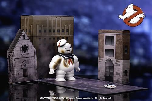 Jada Nanoscene: Ghostbusters 15,2 cm Stay Puft Marshmallow Man mit Nano Ecto-1 – Hochdetailliertes Filmreplika-Spielset, Sammlerstück für Kinder ab 8 Jahren von Jada Toys