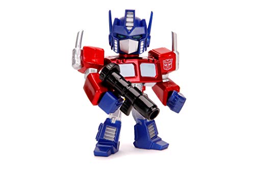 Jada Toys 253111003 Transformers, Optimus Prime Figur aus Die-cast, Augen mit Licht, inkl. Batterien, Zubehör, 10 cm, rot/Silber/blau, S von Jada Toys