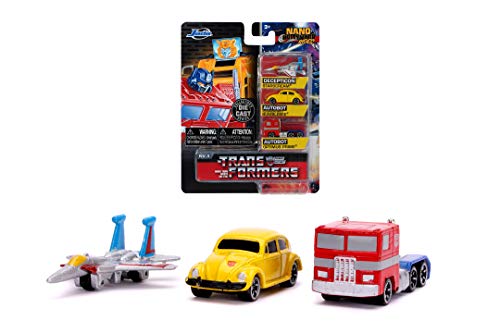 Jada Toys Transformers 3er-Set Nano Sammelautos aus Die-cast mit G1 Optimus Prime, G1 Starscream, G1 Bumblebee VW Beetle, Spielzeugautos, Set, 4 cm, ab 8 Jahren Jada Toys Transformers 3er-Set Nano Sammelautos aus Die-cast mit G1 Optimus Prime, G1 Starscream, G1 Bumblebee VW Beetle, Spielzeugautos, Set, 4 cm, ab 8 Jahren von Jada